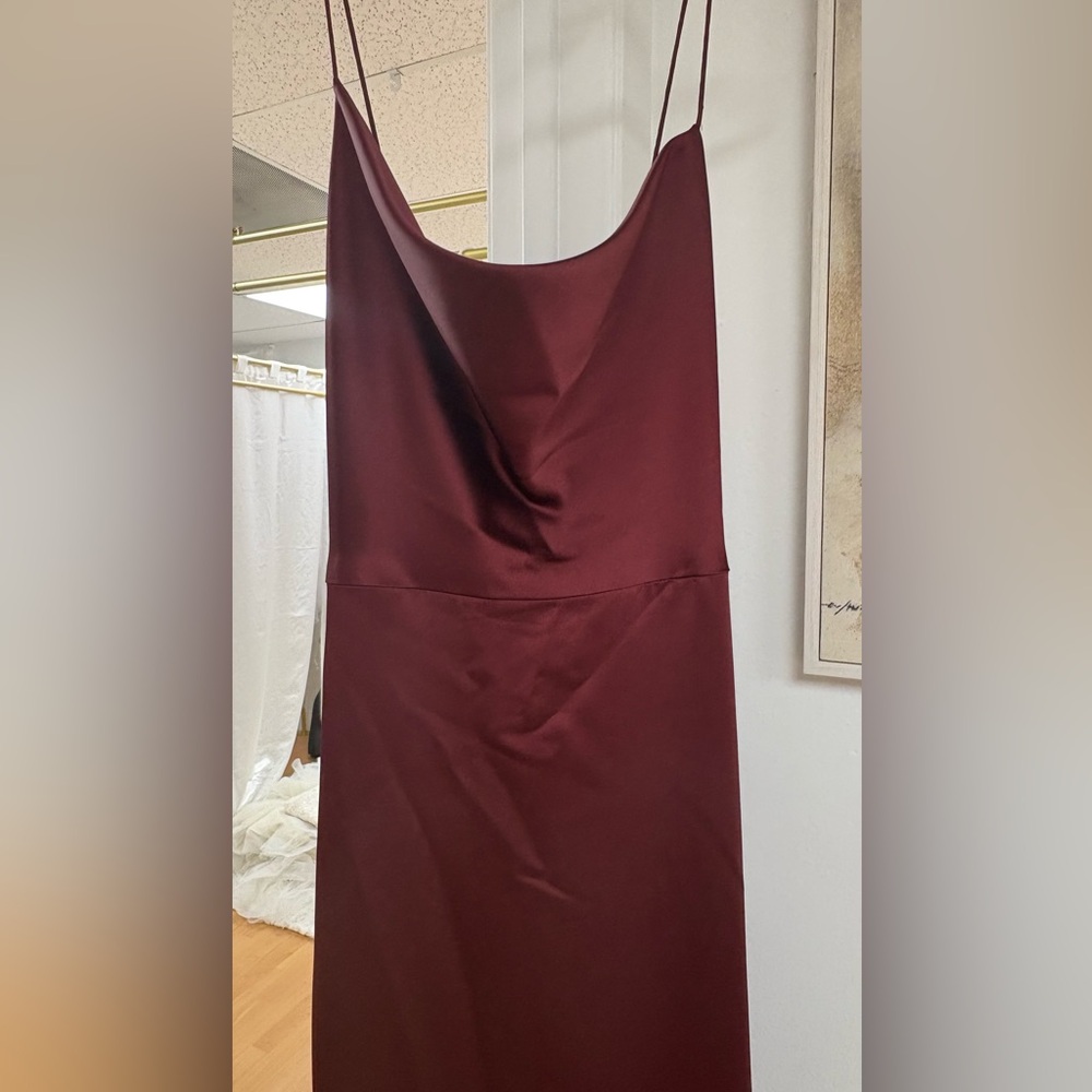 Dessy Elegant Cabernet Satin Dress